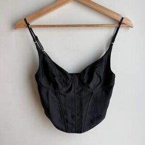 Urban Outfitters UO Karissa Black Satin Bustier Corset Top
